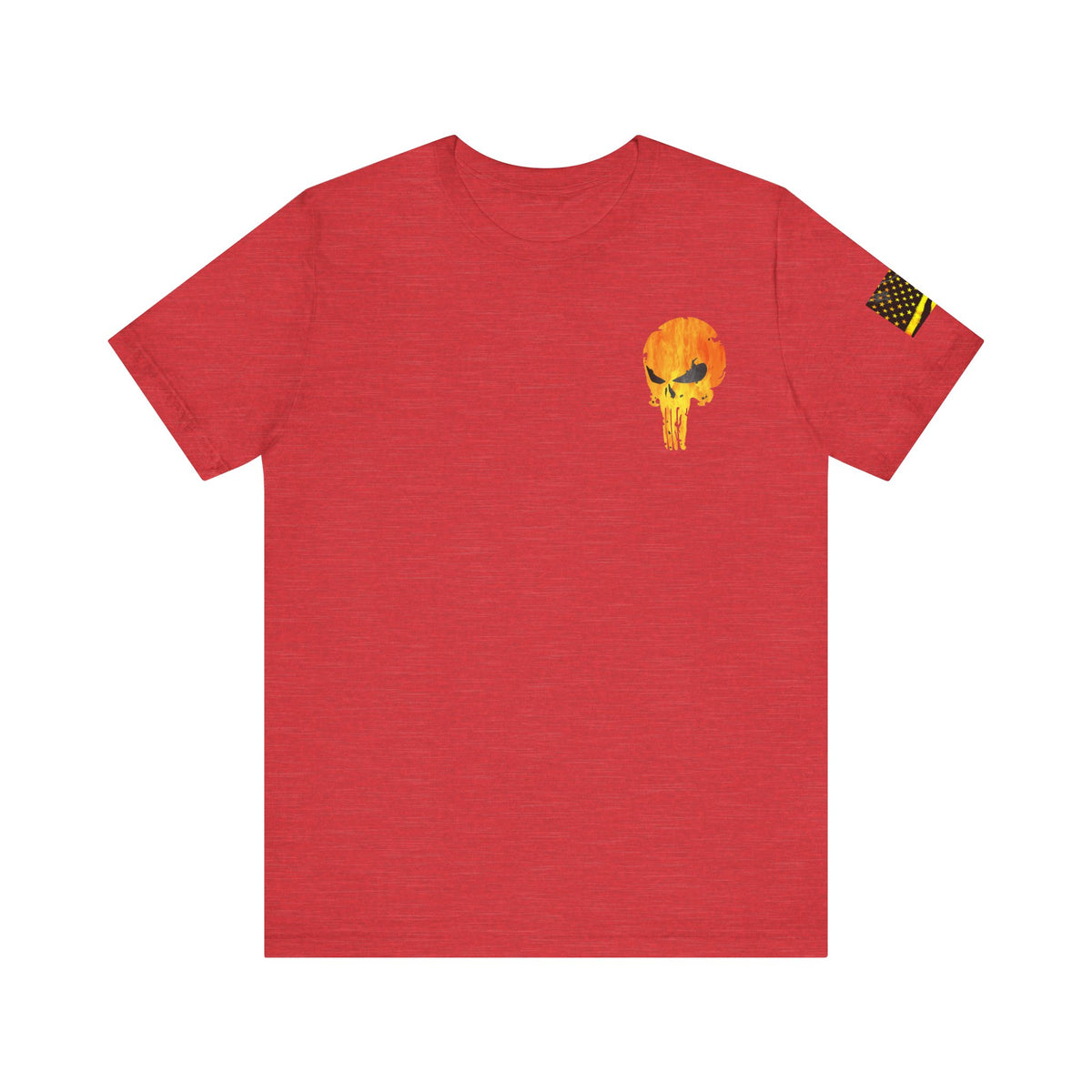 Orange Grunge Punisher Skull – Neon Grunge Vigilante Graphic for Shirts, Decals & Prints