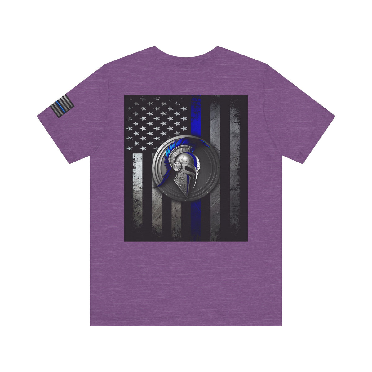 Spartan Helmet Flag Shirt – Thin Blue Line American Patriotic Tee for Law Enforcement Support