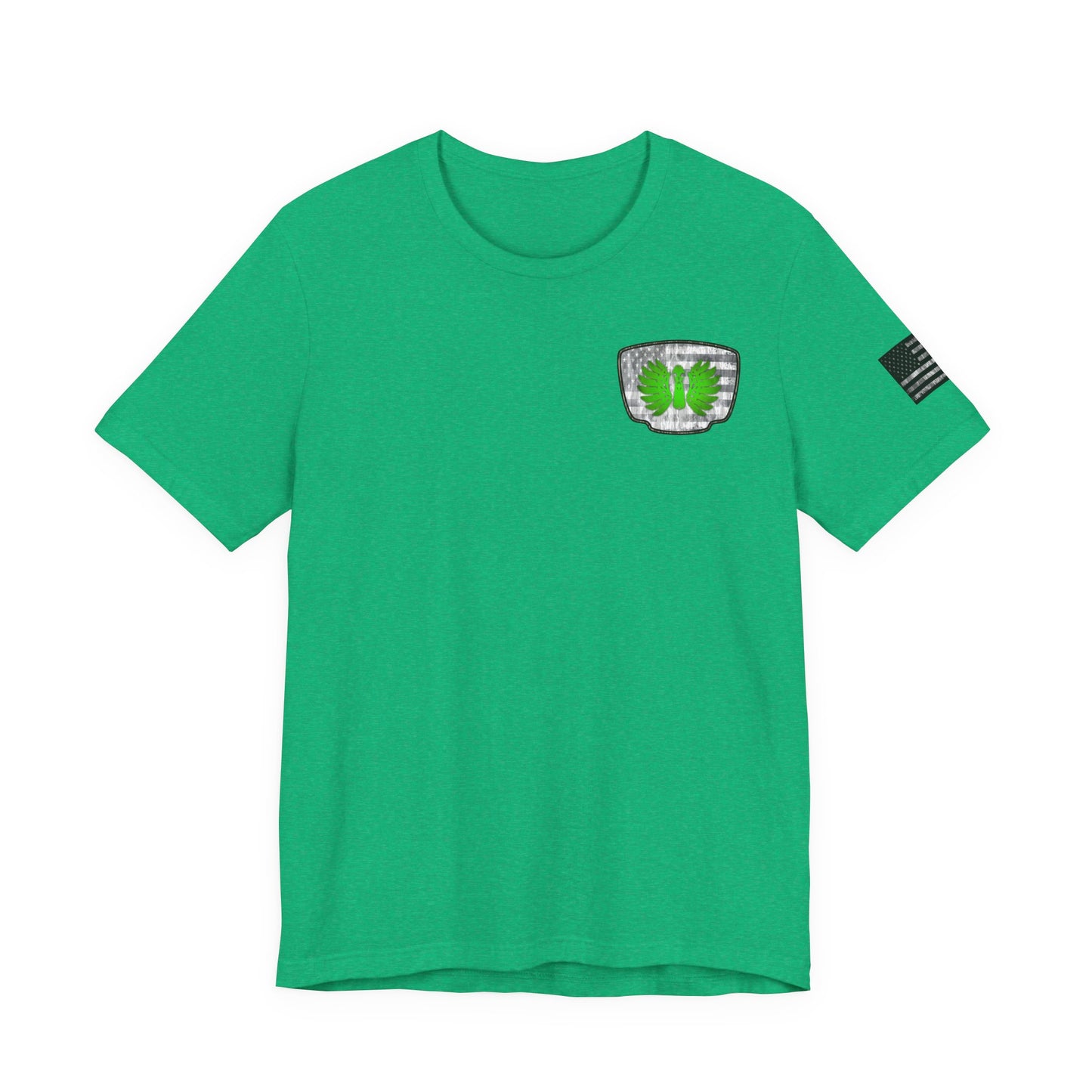 Duck Skull Hunting Badge T-Shirt – Mossy Camo Print, Crossed Guns & Duck Skull Graphic