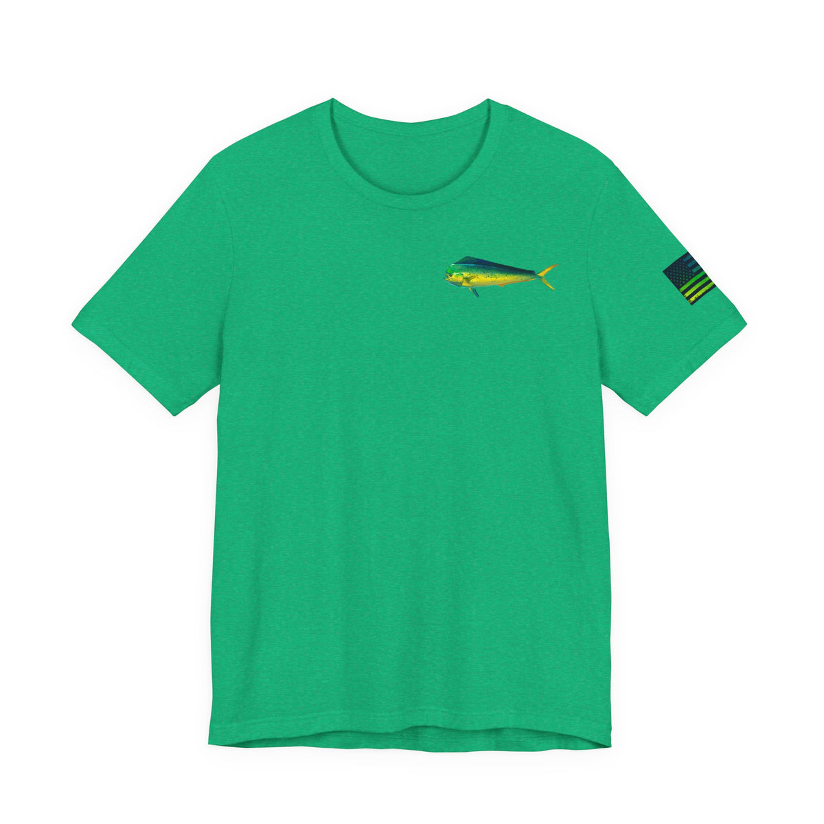 Patriotic Mahi Mahi Flag T-Shirt – Bold Saltwater Fishing Graphic Tee