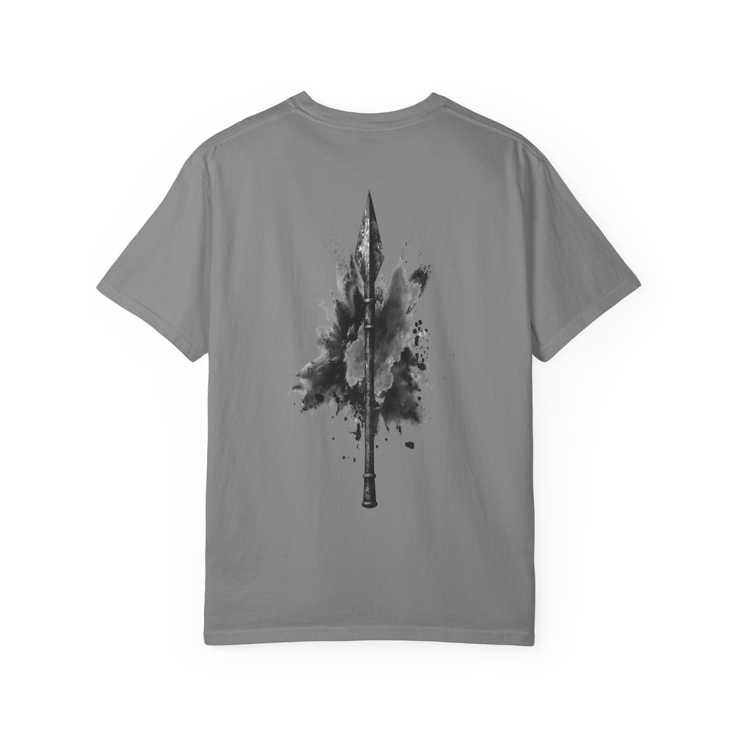 Spartan Warrior T-Shirt – Greek Helmet Circle Design Front & Spear Back | Warrior Graphic Tee