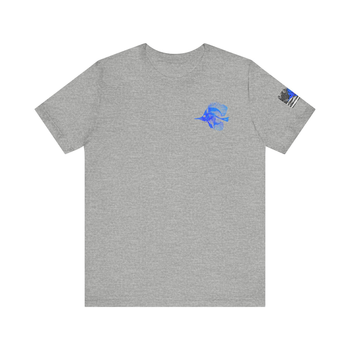Blue Fish Skeleton Grunge American Flag Tee, Patriotic USA Shirt, Vintage American Flag