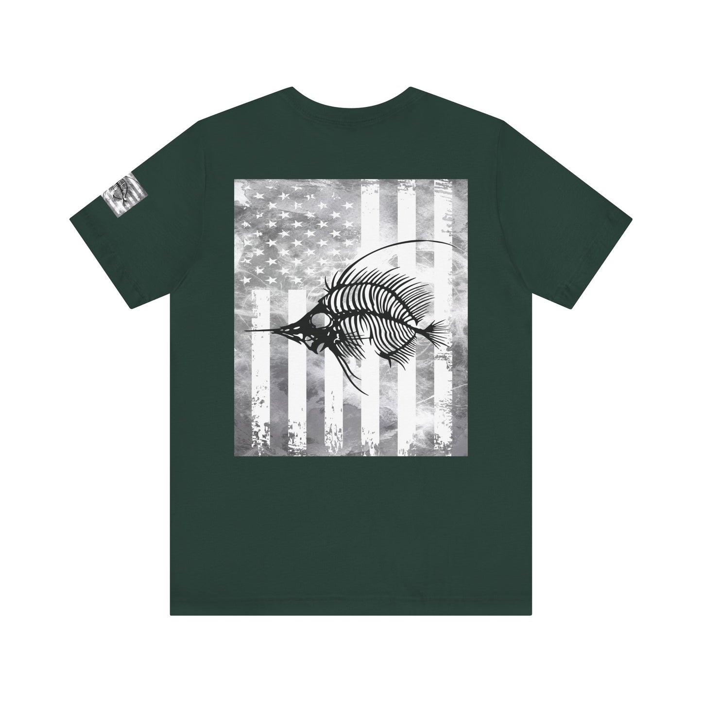 SwordFish Skeleton Grunge American Flag Tee, Patriotic USA Shirt, Vintage American Flag