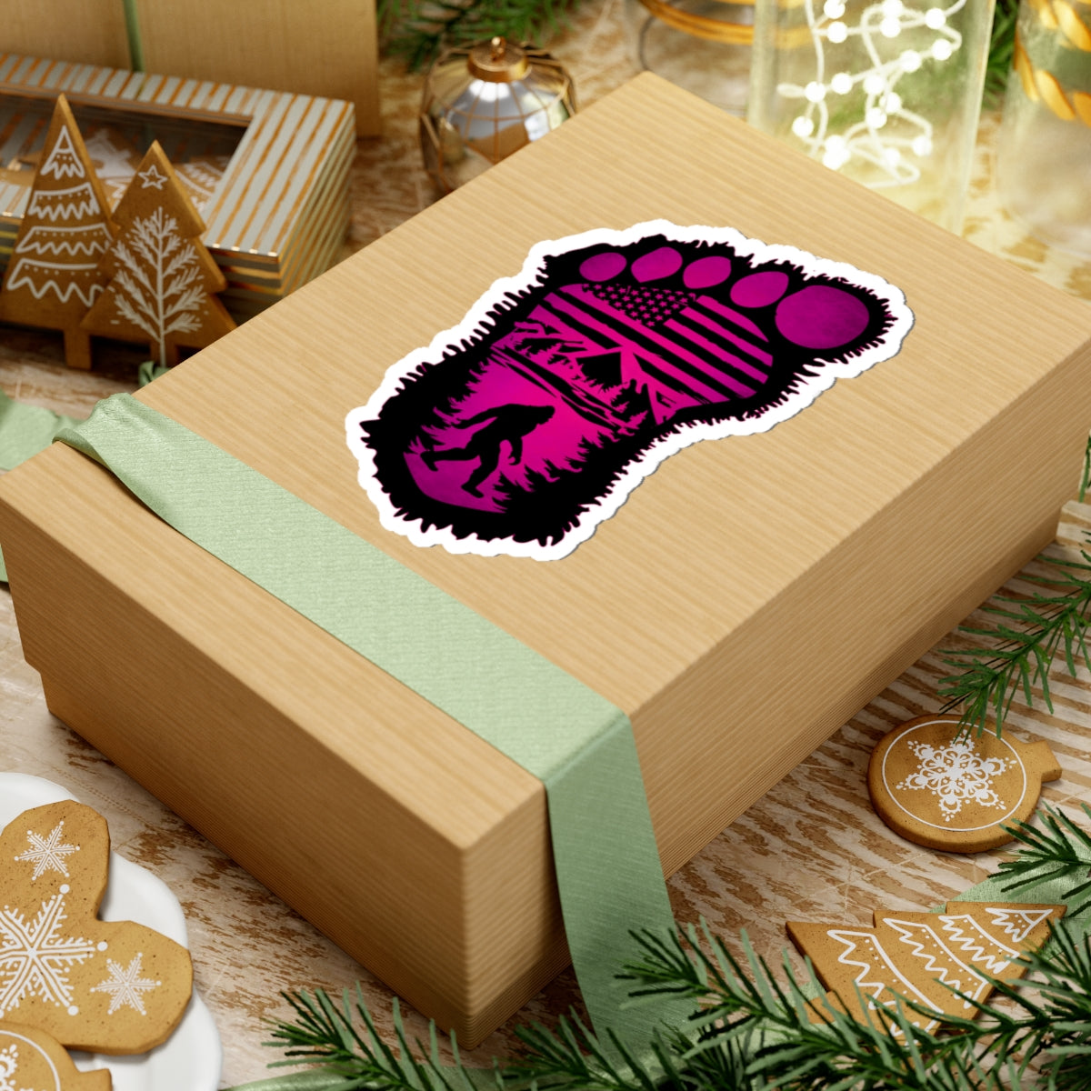 Pink BigFoot Patriot kiss-cut stickers