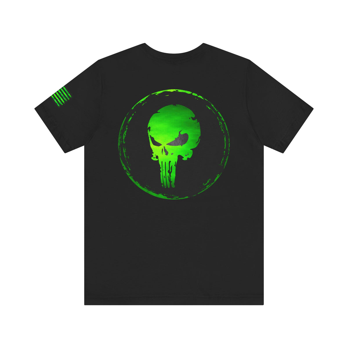 Toxic Green Punisher Skull – Neon Grunge Vigilante Graphic for Shirts, Decals & Prints