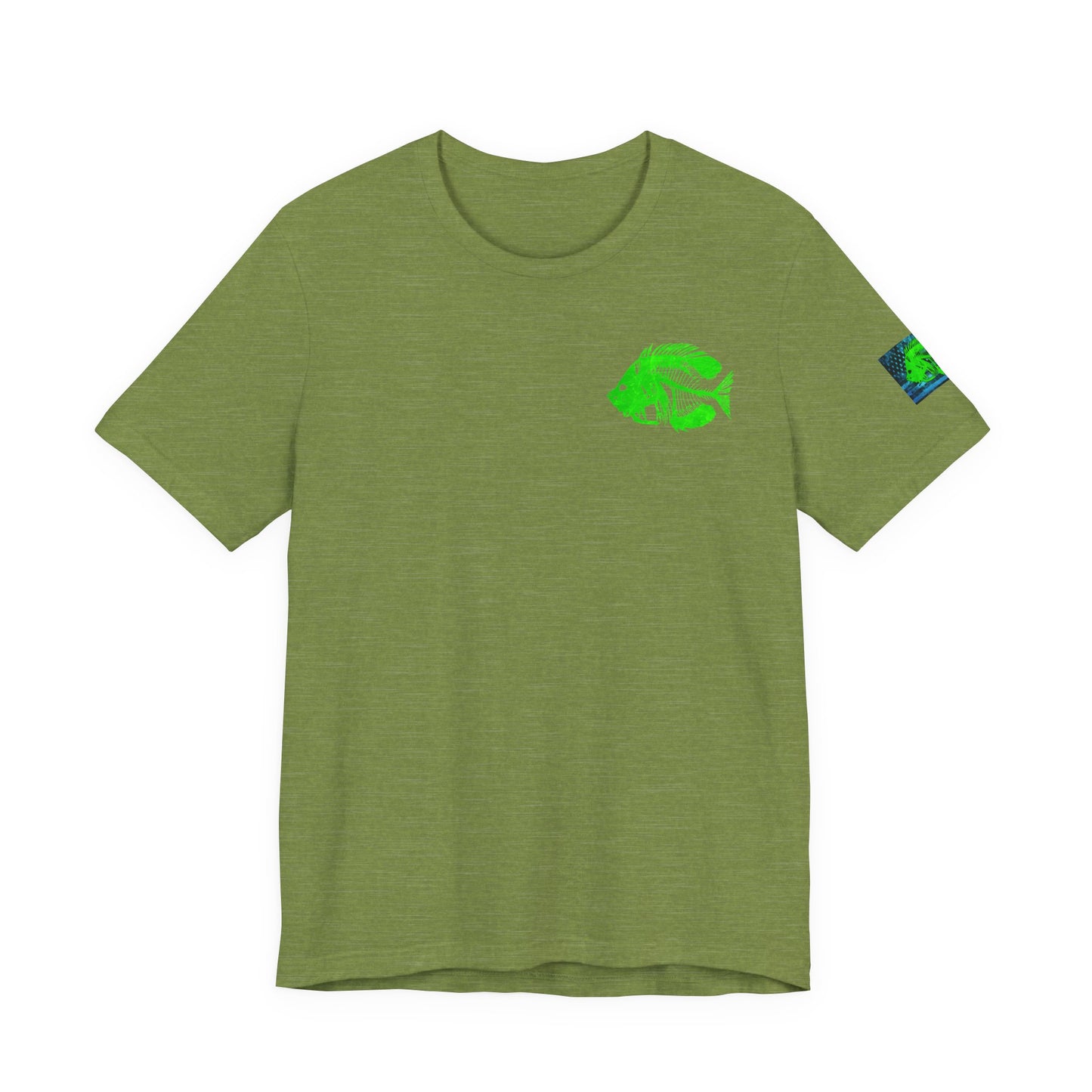 Green Pearch Angler Grunge American Flag Tee, Patriotic USA Shirt, Vintage American Flag