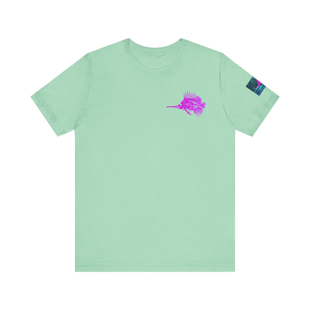 Pink Angler Grunge American Flag Tee, Patriotic USA Shirt, Vintage American Flag