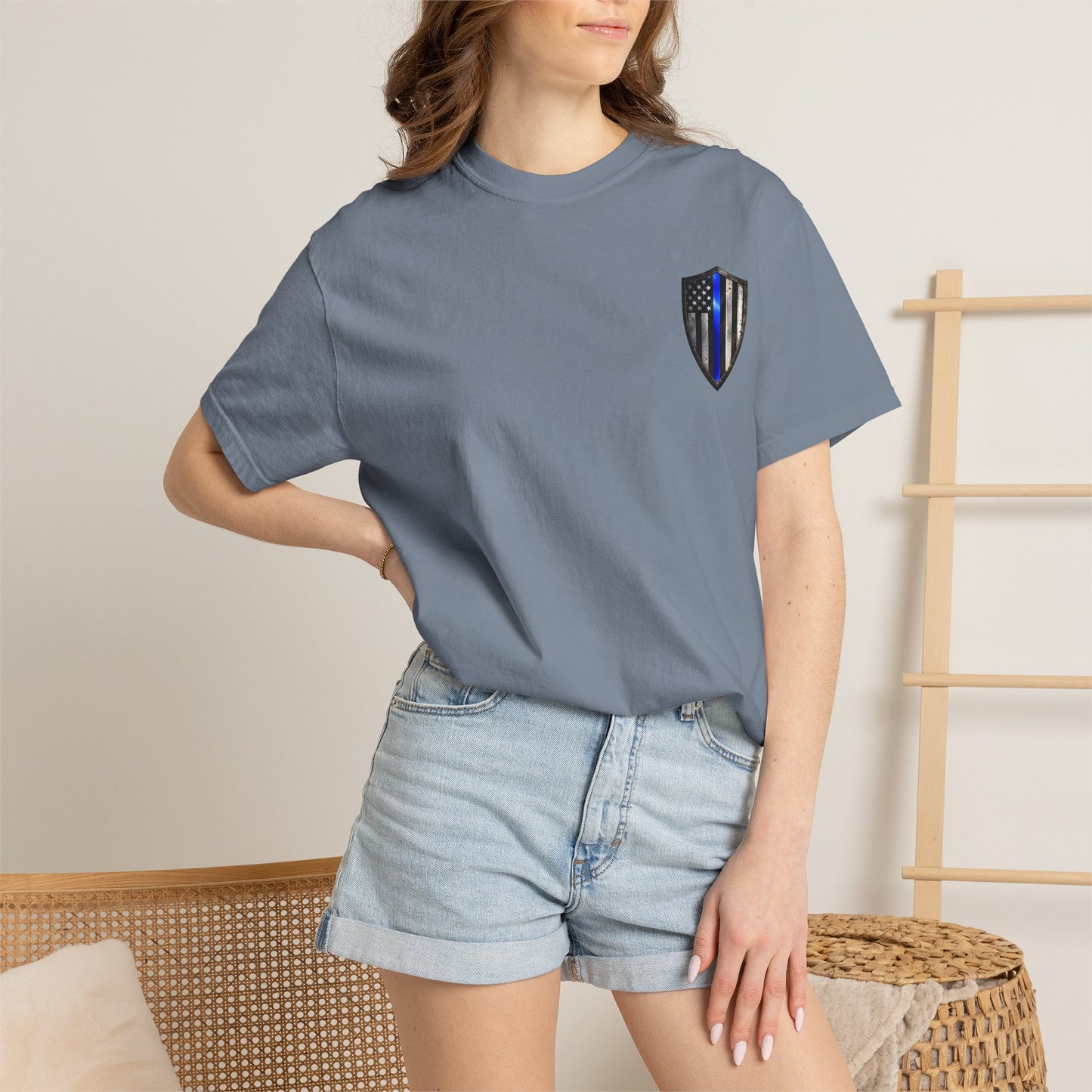 Thin Blue Line Skull T-Shirt — American Flag Police Support Tee