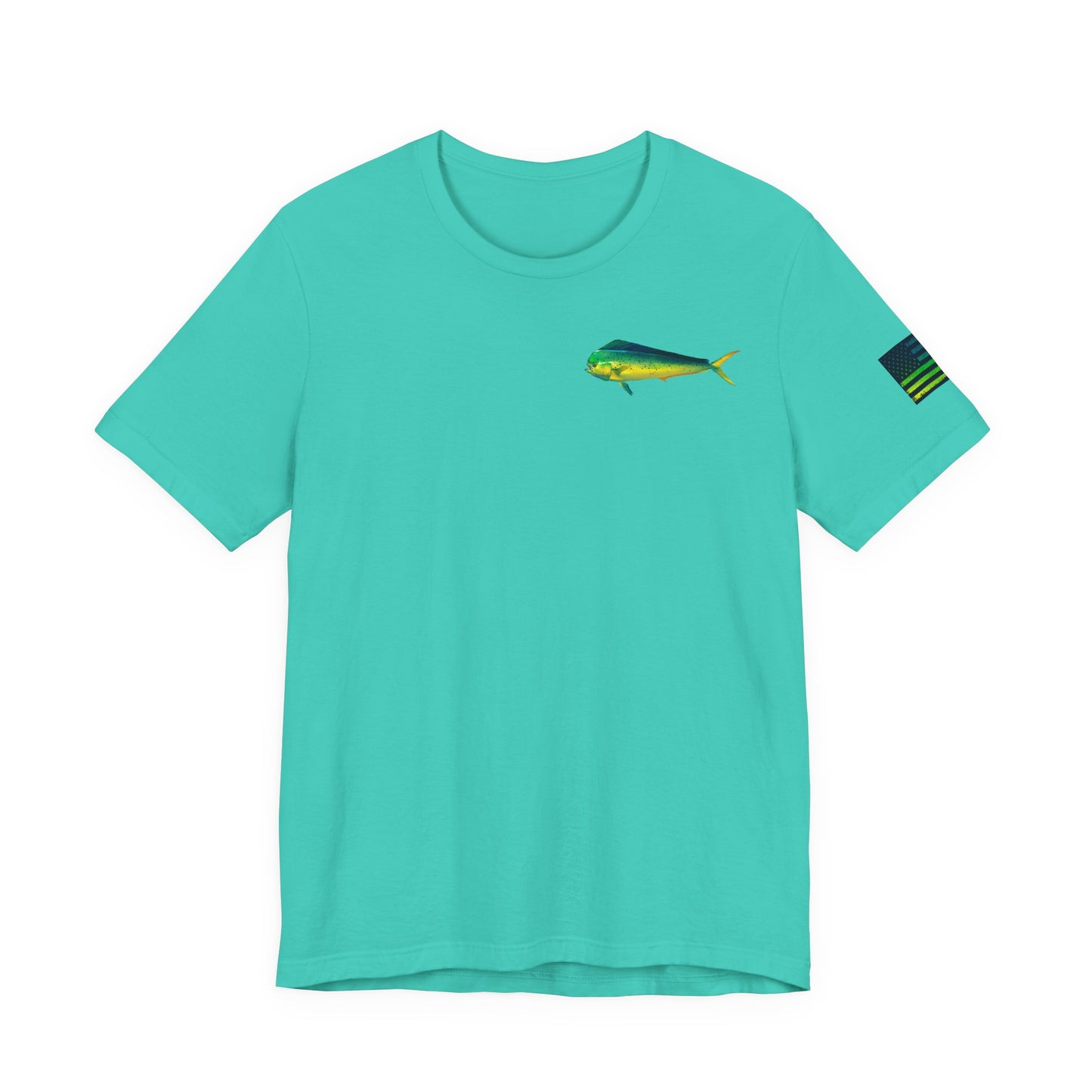 Mahi Mahi American Flag Fishing T-Shirt – Bold Offshore Graphic Tee