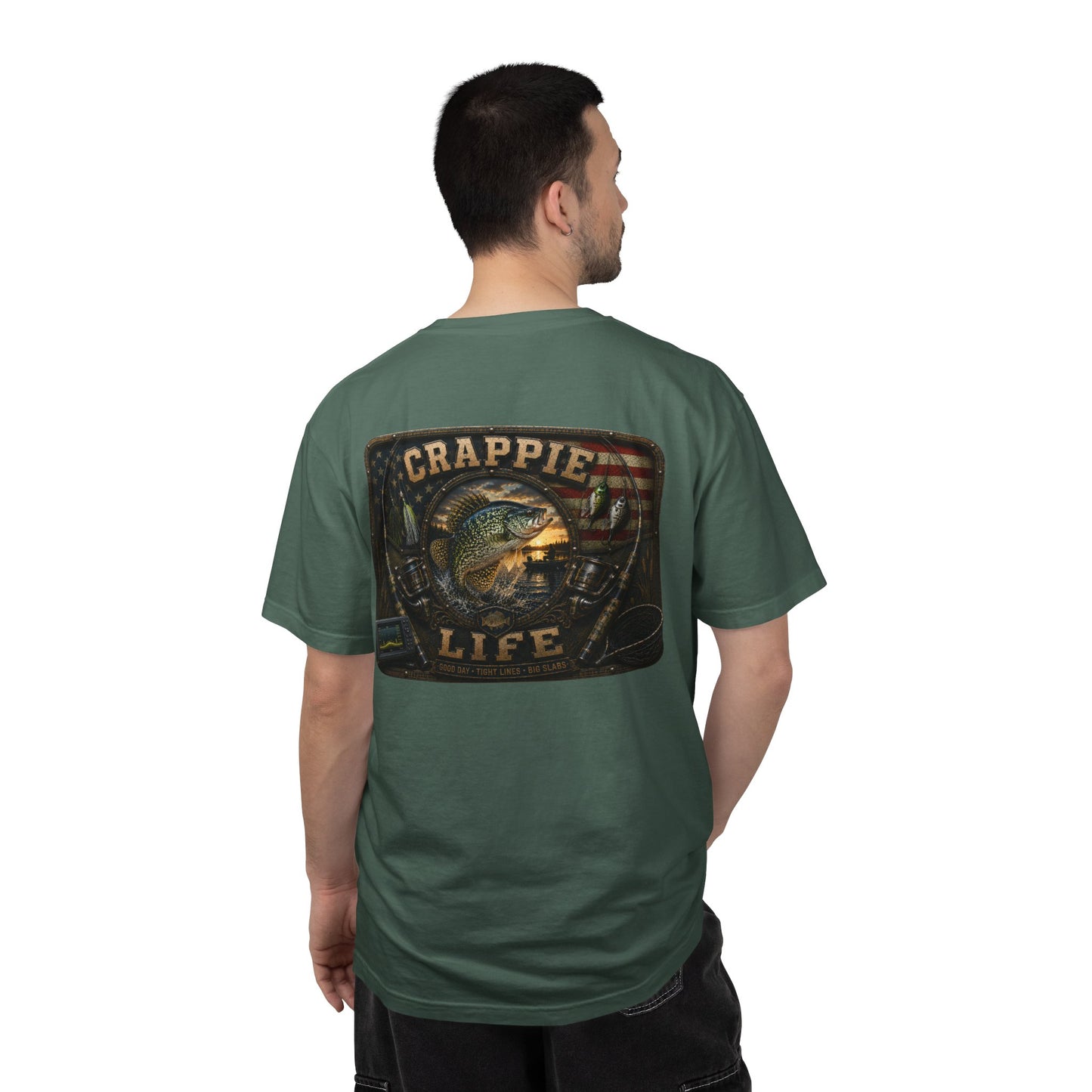 Crappie Life T-Shirt — Retro American Flag Crappie Fishing Tee