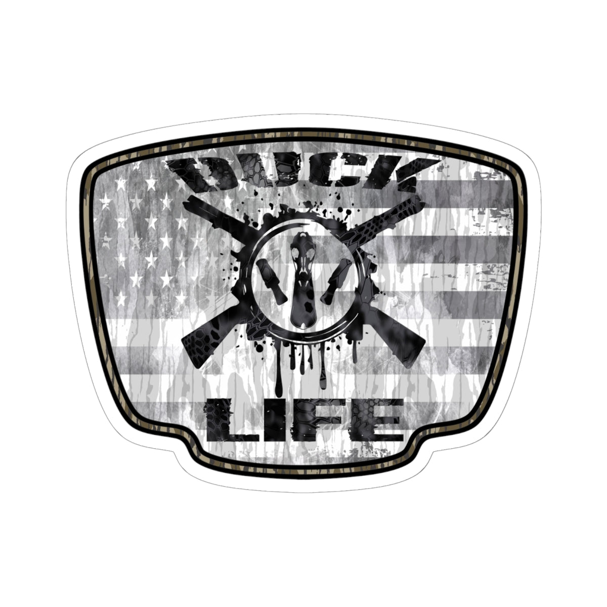 American Flag Camo Duck Hunting Badge Patriot kiss-cut stickers
