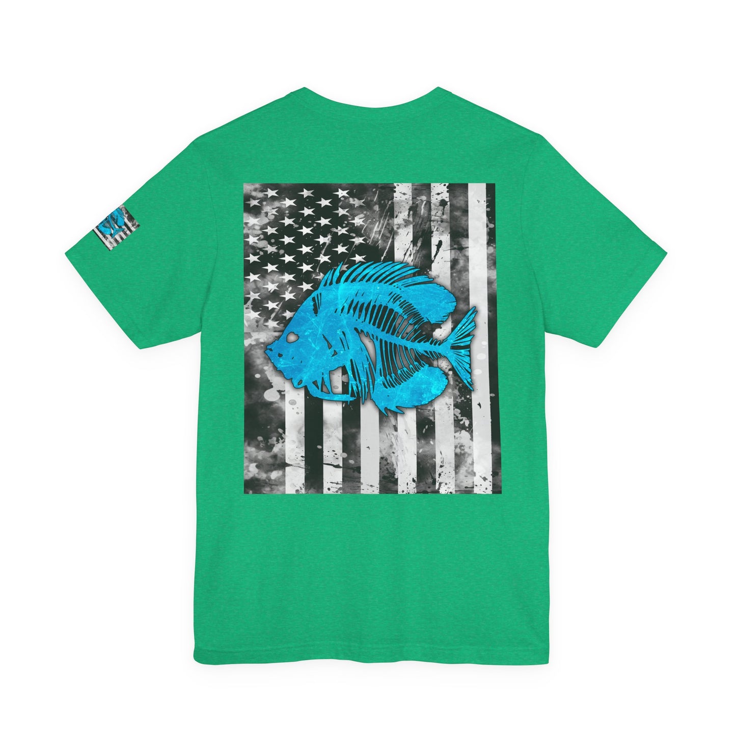 Blue Pearch Angler Grunge American Flag Tee, Patriotic USA Shirt, Vintage American Flag
