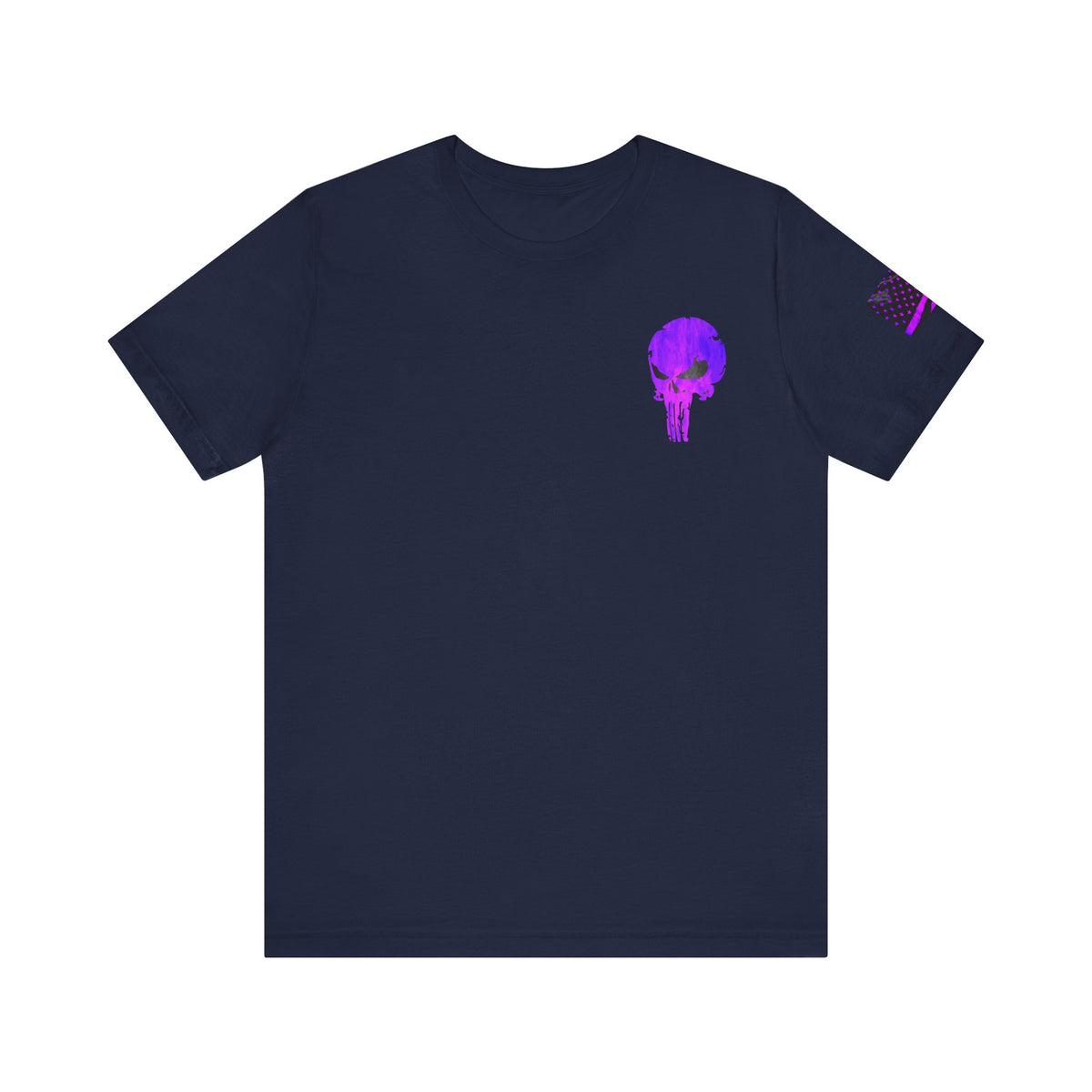 Purple Grunge Punisher Skull – Neon Grunge Vigilante Graphic for Shirts, Decals & Prints