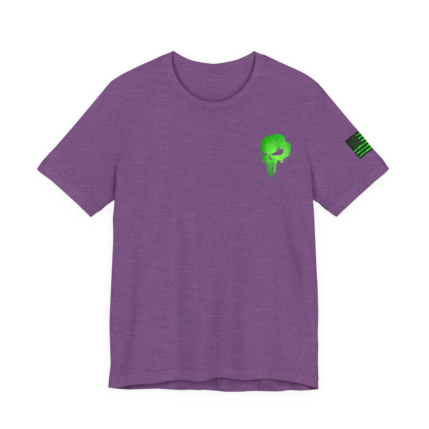 Green Punisher Skull with Hex Camo – Tactical Military Style Grunge Tee