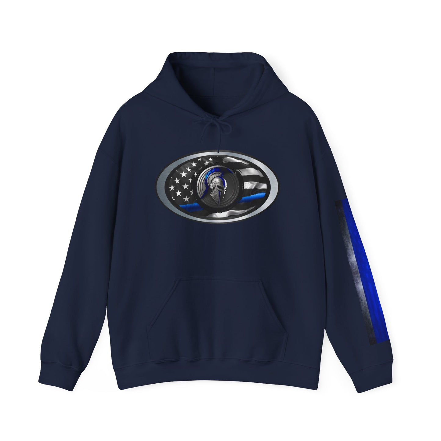 Spartan Hoodie, Thin Blue Line, American Flag, Patriotic Hoodie, Police Officer Gift, Law Enforcement Apparel