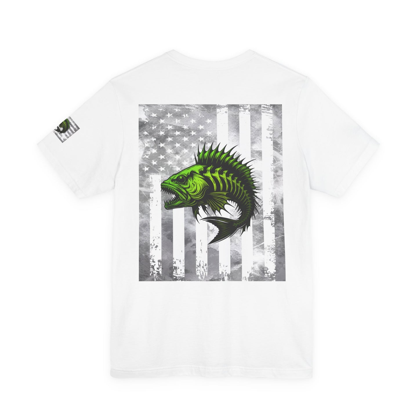 Angler Grunge American Flag Tee, Patriotic USA Shirt, Vintage American Flag
