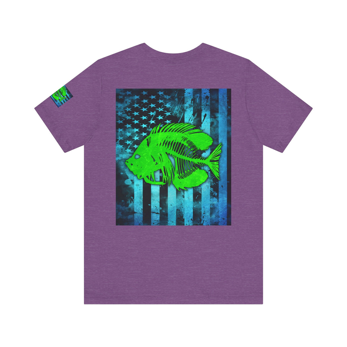 Green Pearch Angler Grunge American Flag Tee, Patriotic USA Shirt, Vintage American Flag