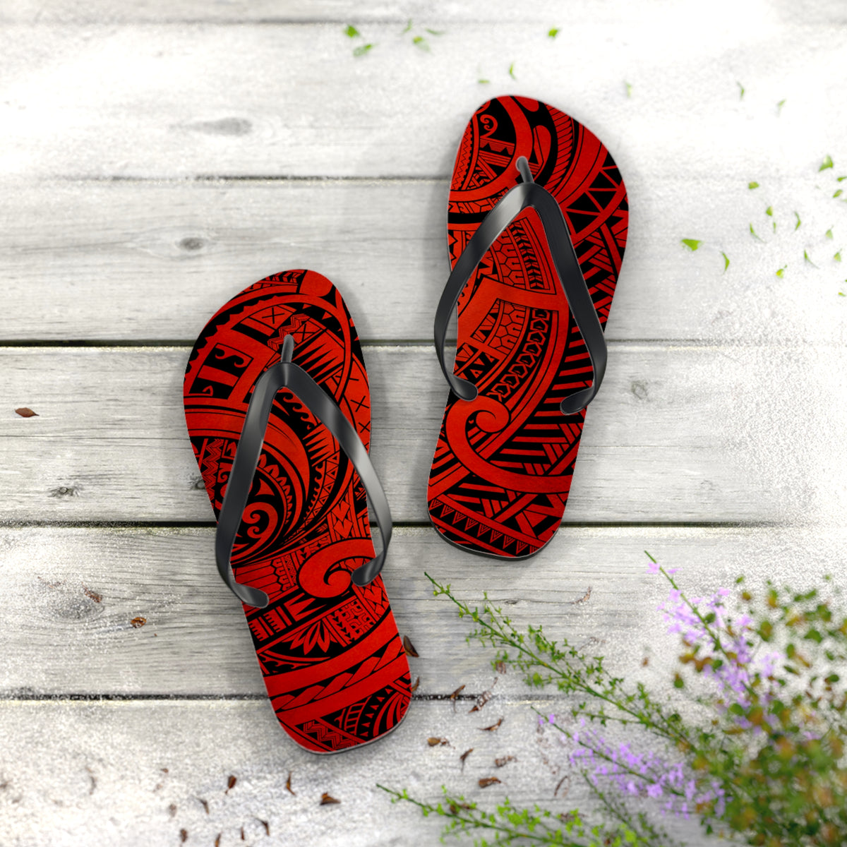 Polynesian Tribal Flip Flops, Summer Footwear, Vacation Sandals, Beach Accessories, Boho Flip Flops
