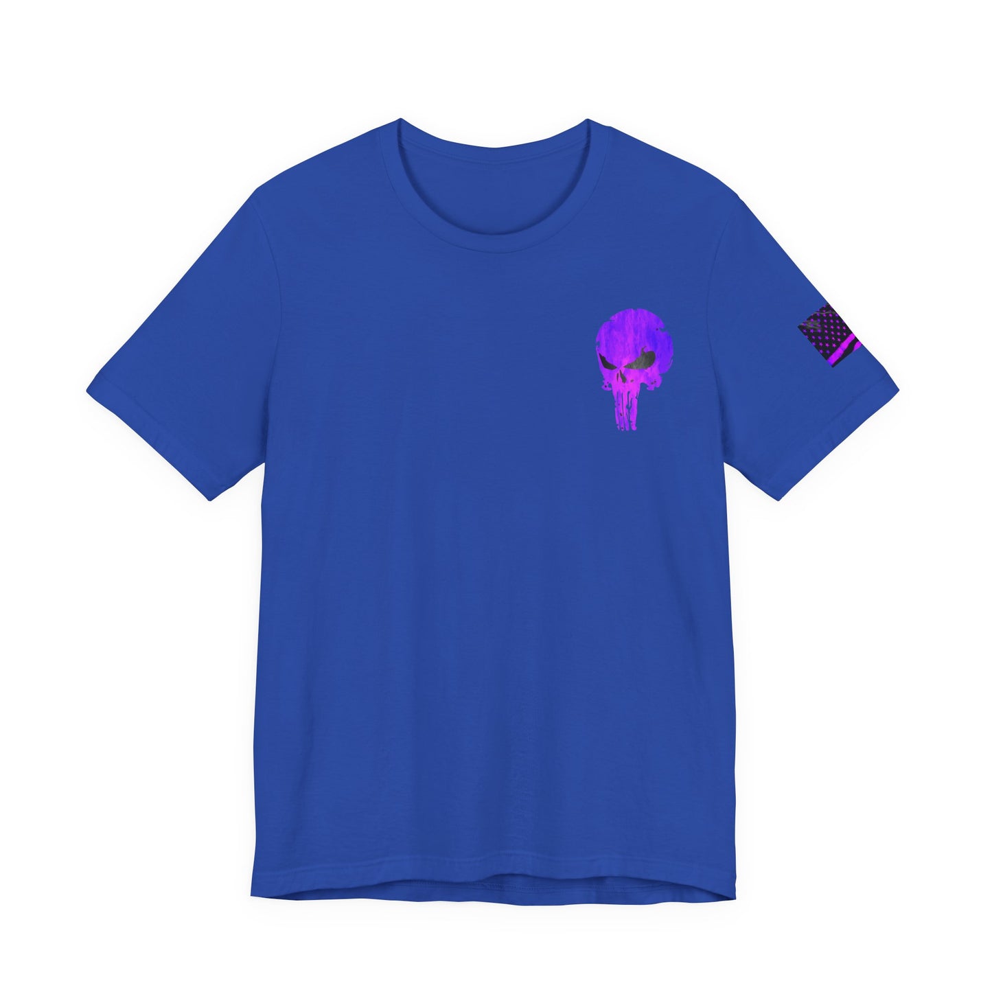 Purple Grunge Punisher Skull – Neon Grunge Vigilante Graphic for Shirts, Decals & Prints