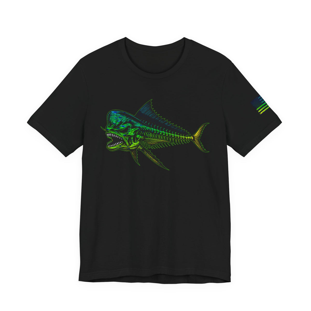 The Mahi Angler Grunge American Flag Tee, Patriotic USA Shirt, Vintage American Flag