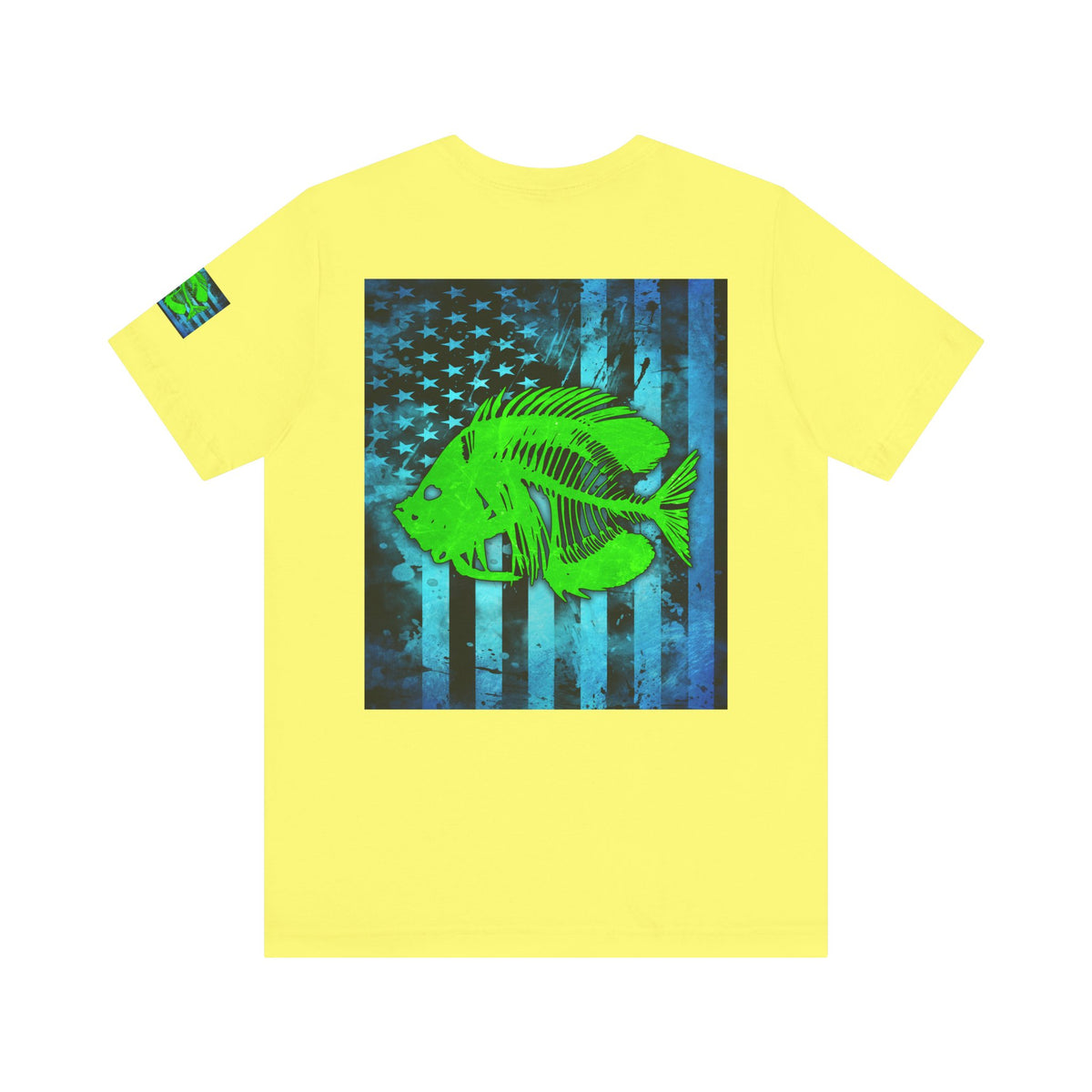 Green Pearch Angler Grunge American Flag Tee, Patriotic USA Shirt, Vintage American Flag