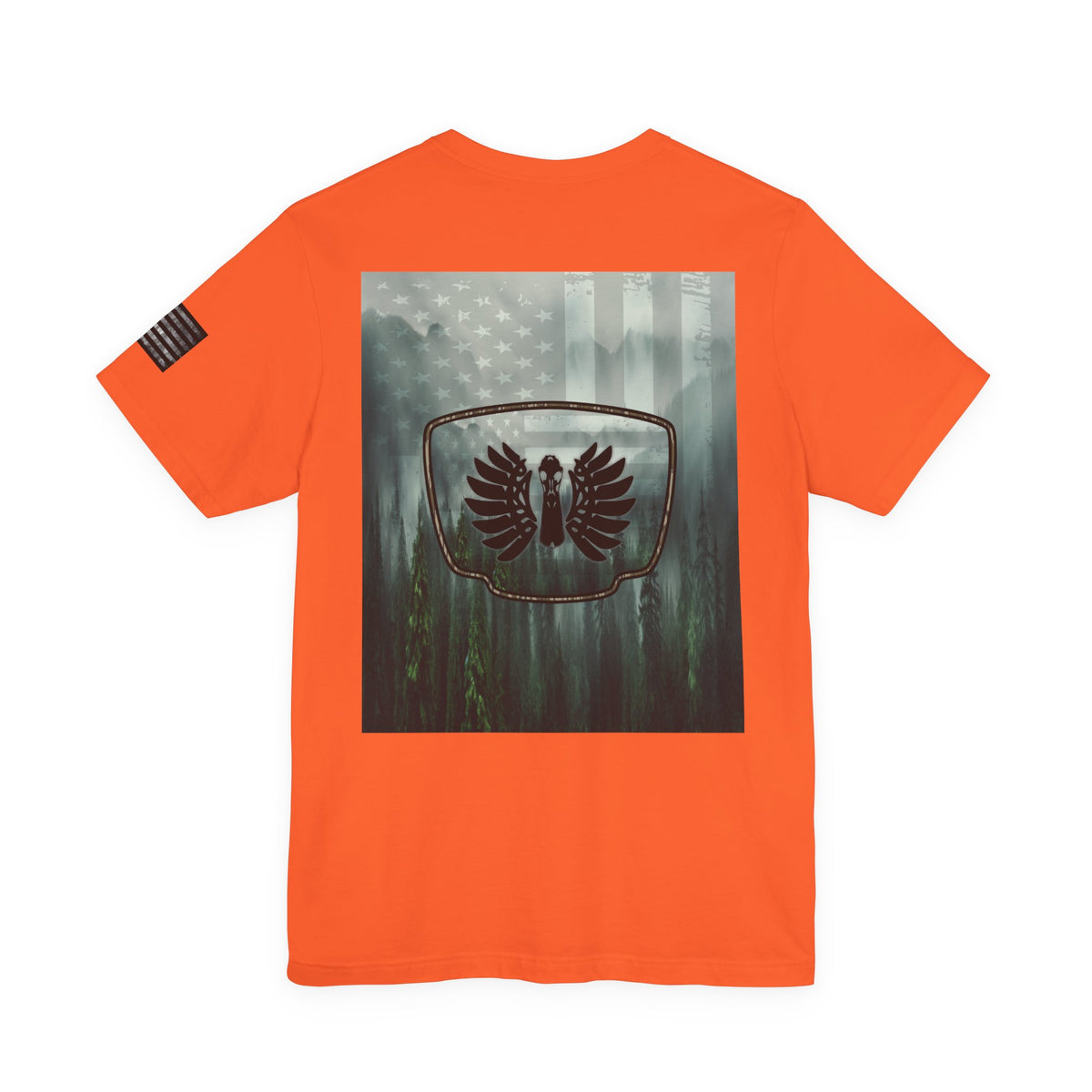 The Forest Duck Hunt Badge T-Shirt – Mossy Camo Print, Crossed Guns & Duck Skull Graphic