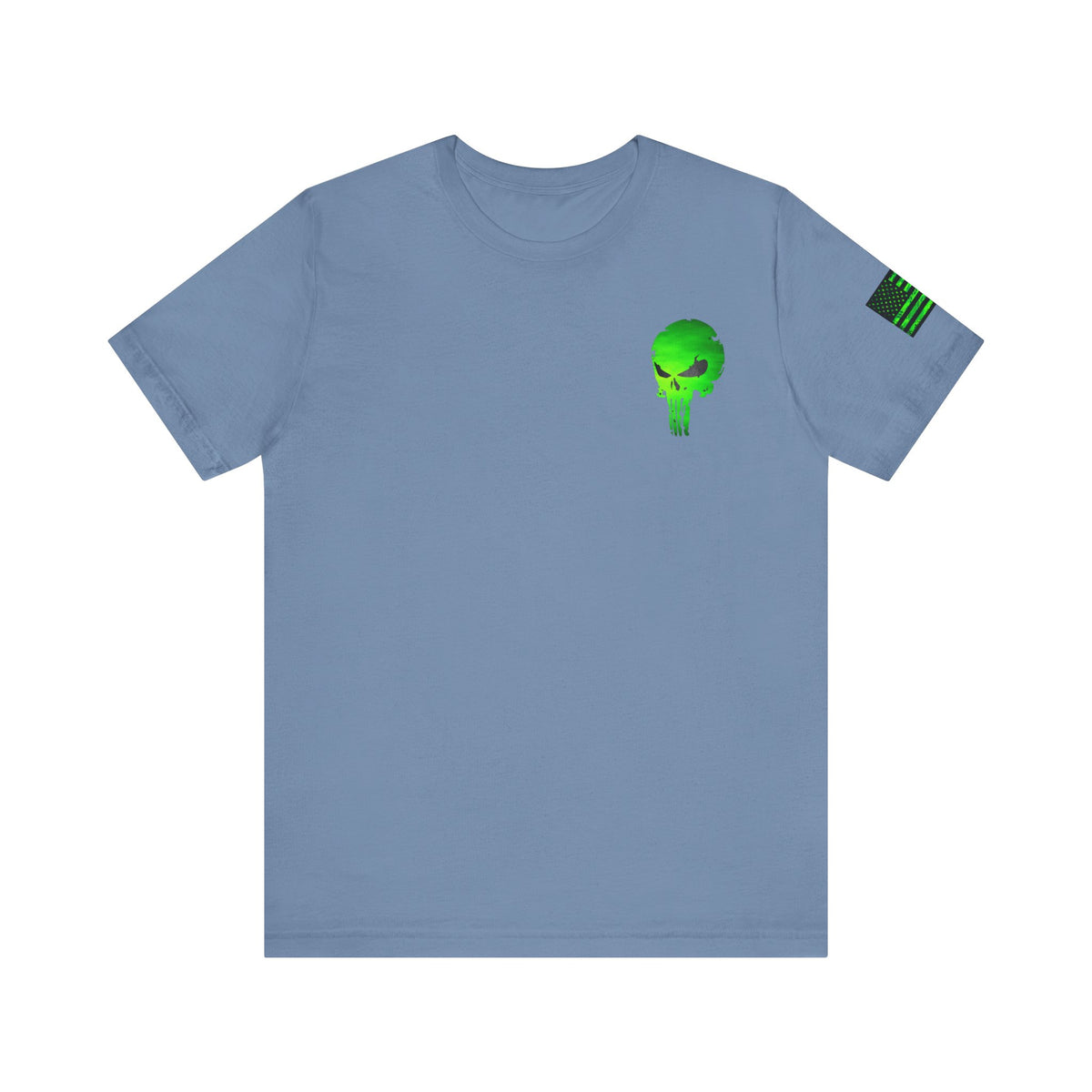 Toxic Green Punisher Skull – Neon Grunge Vigilante Graphic for Shirts, Decals & Prints
