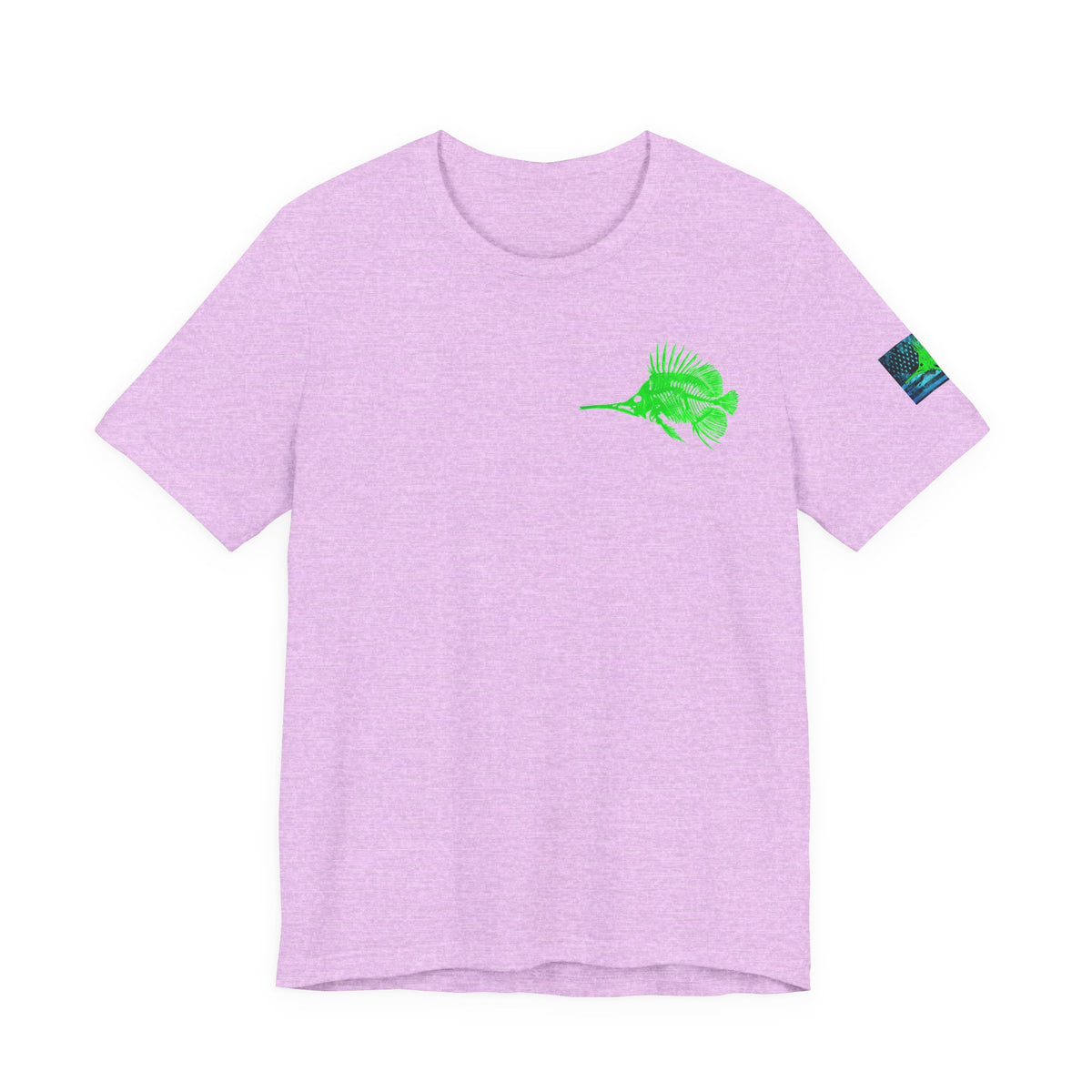 Green Fish Grunge American Flag Tee, Patriotic USA Shirt, Vintage American Flag