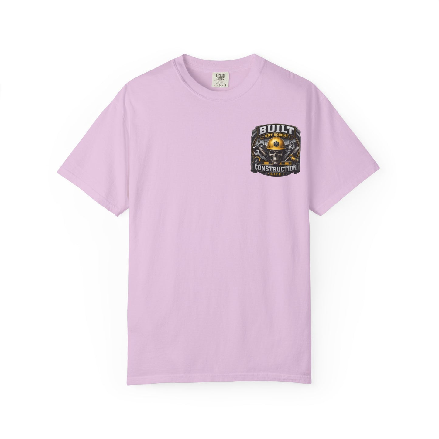Construction Life T-Shirt — "Built Not Bought" Skull & Hard Hat Crew Tee