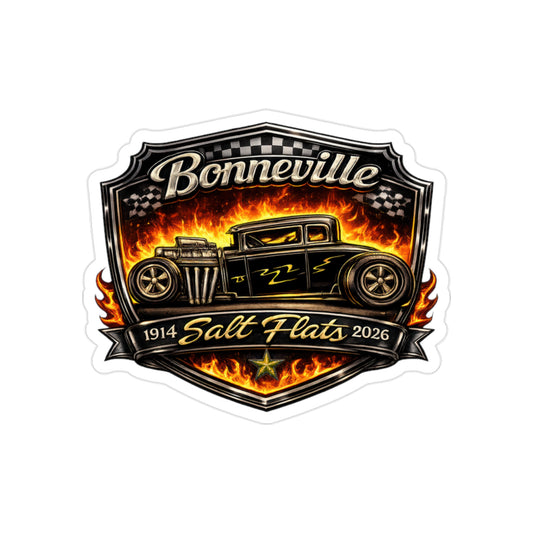 Bonneville Salt Flats Hot Rod – Flame Racing Vintage Car Sticker (Outdoor Transparent)