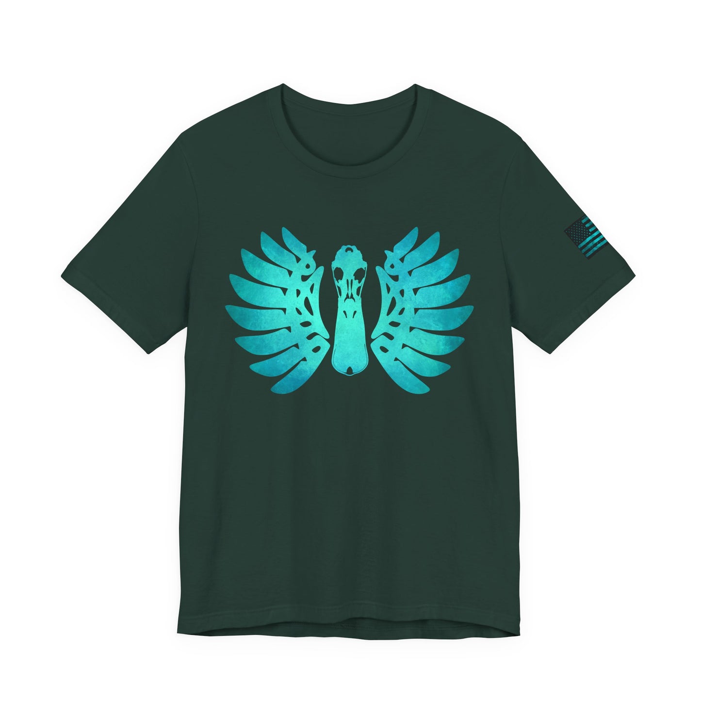Duck Skull Wings T-Shirt – Ice Blue Bone-Wing Design, 100% Airlume Cotton Hunting Tee, Breathable & Durable Outdoor Shirt