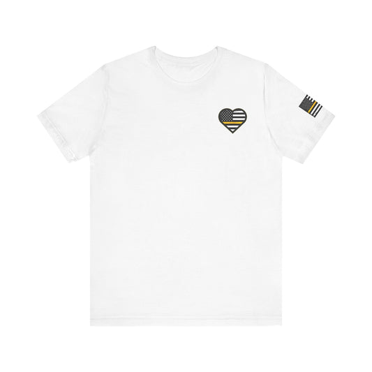 911 Dispatcher Sugar Skull Unisex Tee, Dispatcher Gift, Day of the Dead Shirt, Thin Gold Line,