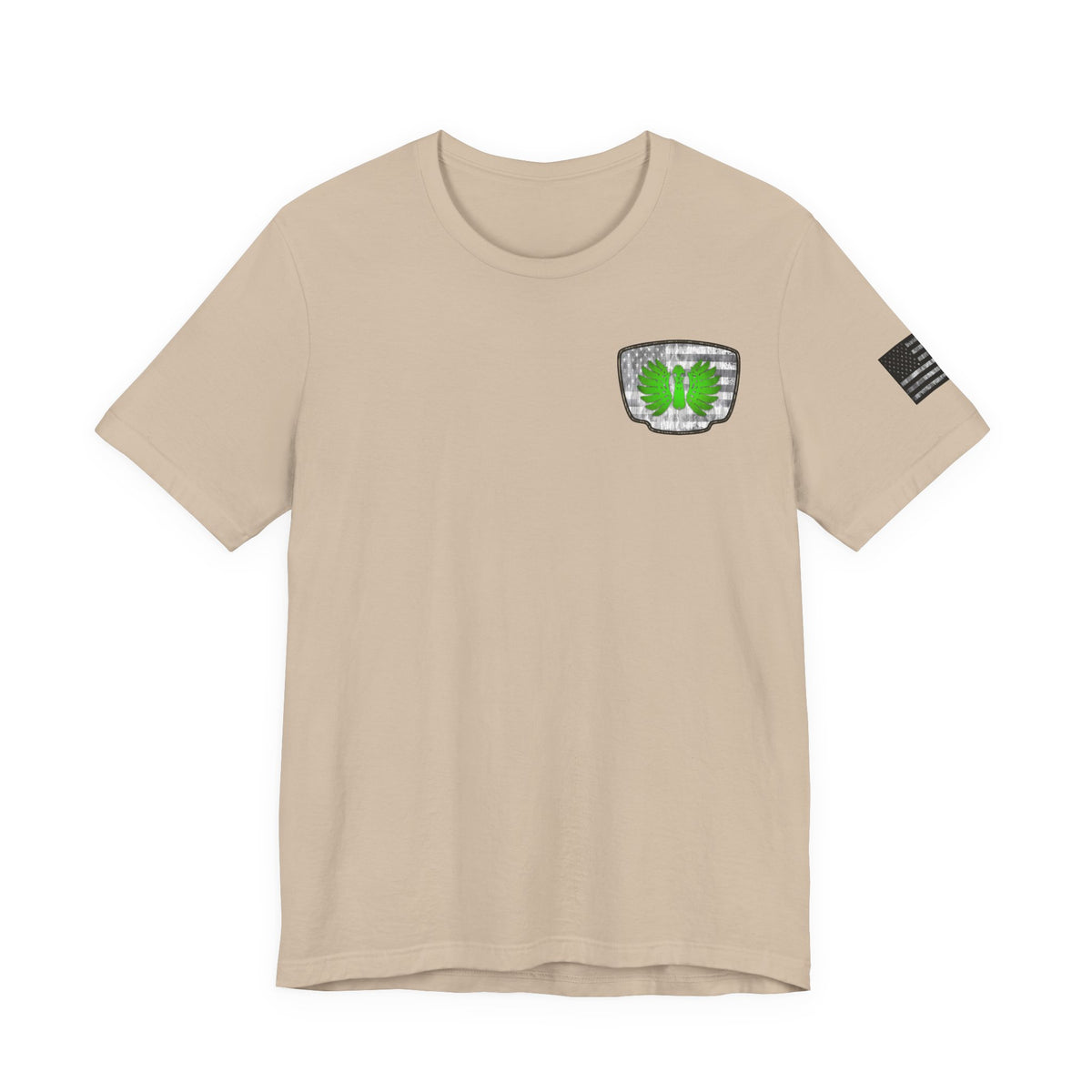 Duck Skull Hunting Badge T-Shirt – Mossy Camo Print, Crossed Guns & Duck Skull Graphic