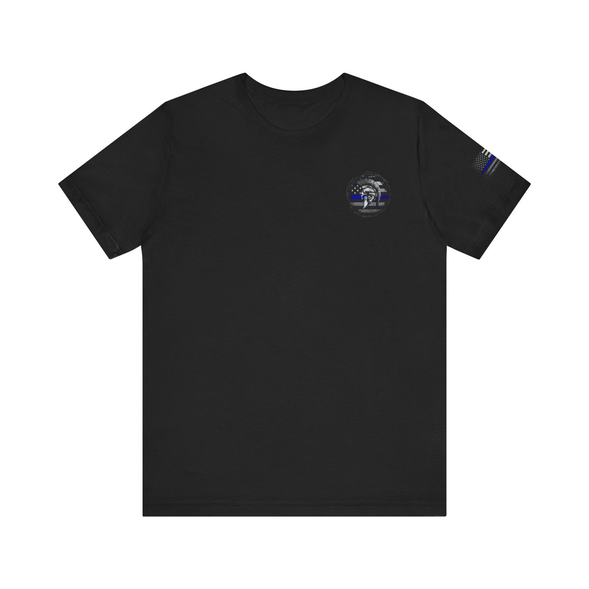 Spartan Thin Blue Line American Flag T-Shirt – Honor & Valor Police Tribute Tee