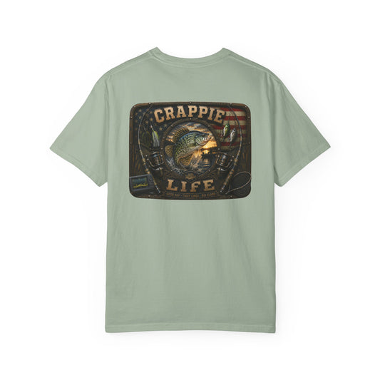 Crappie Life T-Shirt — Retro American Flag Crappie Fishing Tee