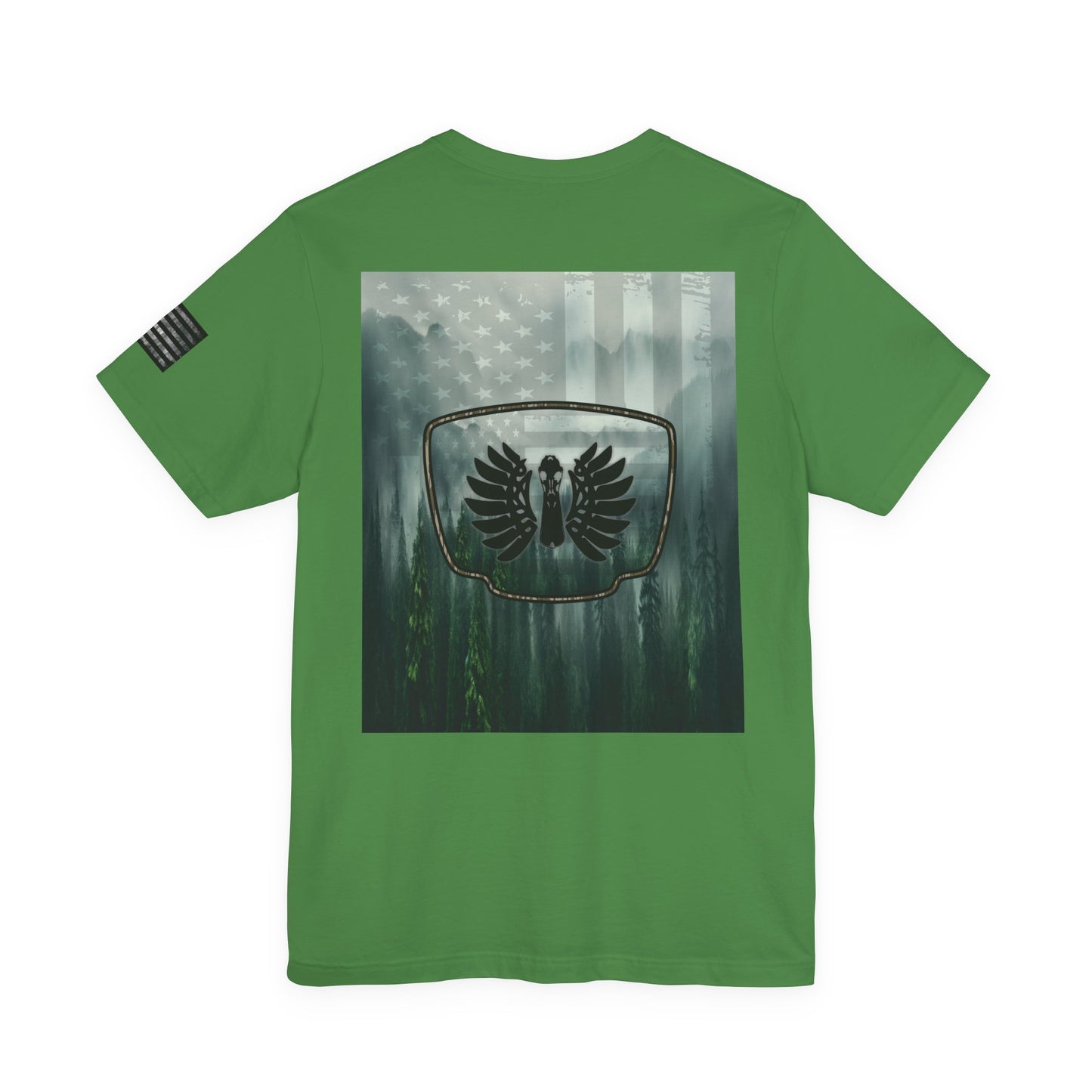 The Forest Duck Hunt Badge T-Shirt – Mossy Camo Print, Crossed Guns & Duck Skull Graphic