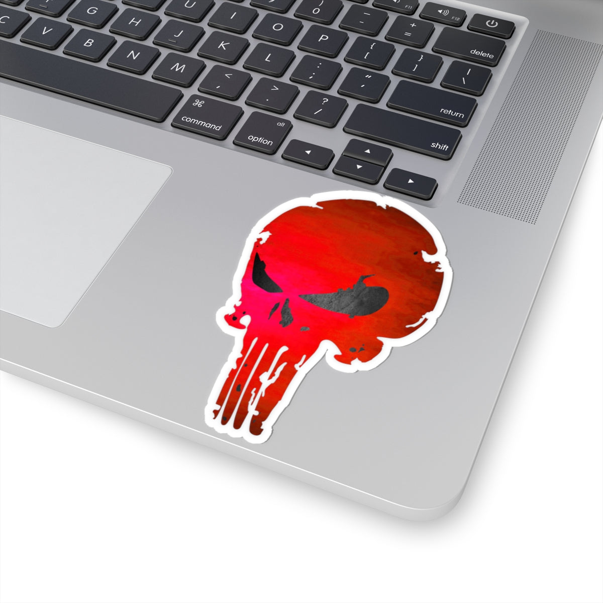 Red Distressed Skull Warrior Sticker – Bold Urban Graphic for Laptops, Water Bottles & More