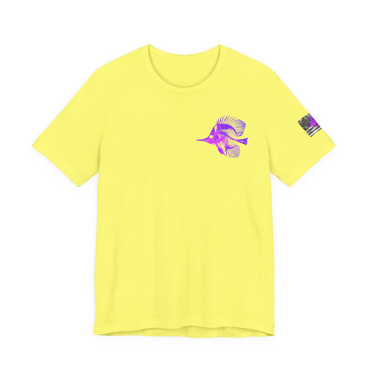 Purple Fish Angler Grunge American Flag Tee, Patriotic USA Shirt, Vintage American Flag