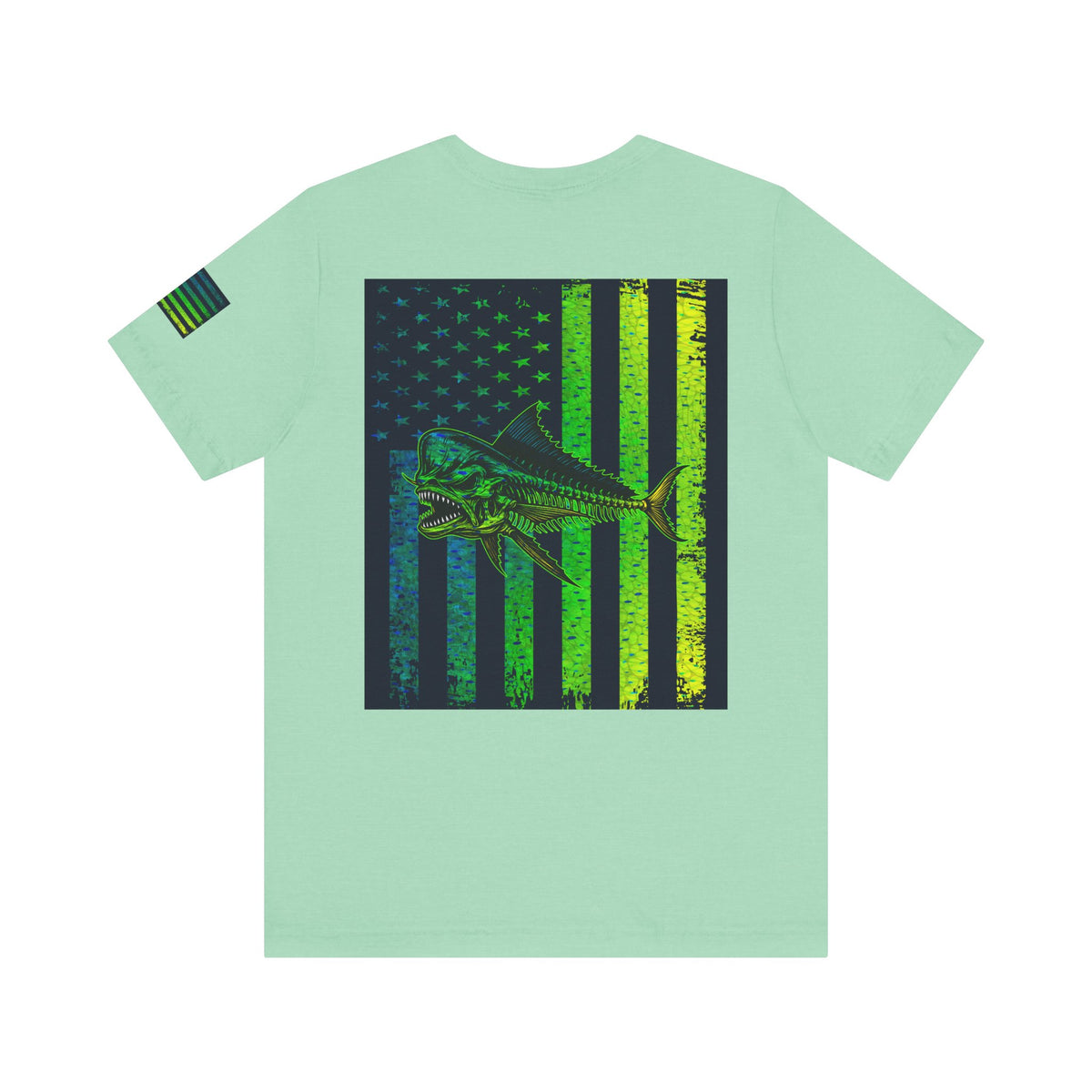 Mahi Mahi Skin Grunge American Flag Tee, Patriotic USA Shirt, Vintage American Flag