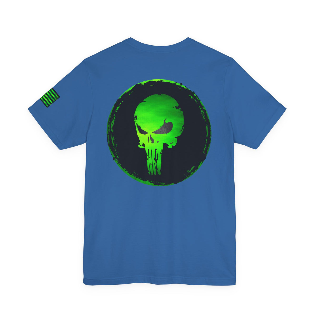 Toxic Green Punisher Skull – Neon Grunge Vigilante Graphic for Shirts, Decals & Prints