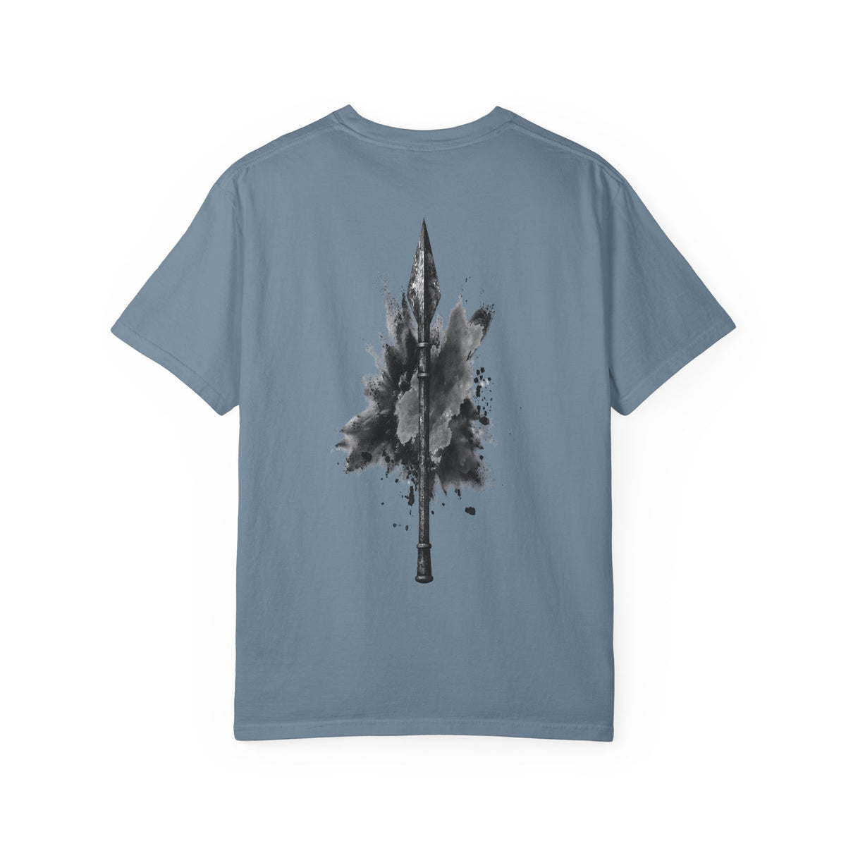 Spartan Warrior T-Shirt – Greek Helmet Circle Design Front & Spear Back | Warrior Graphic Tee