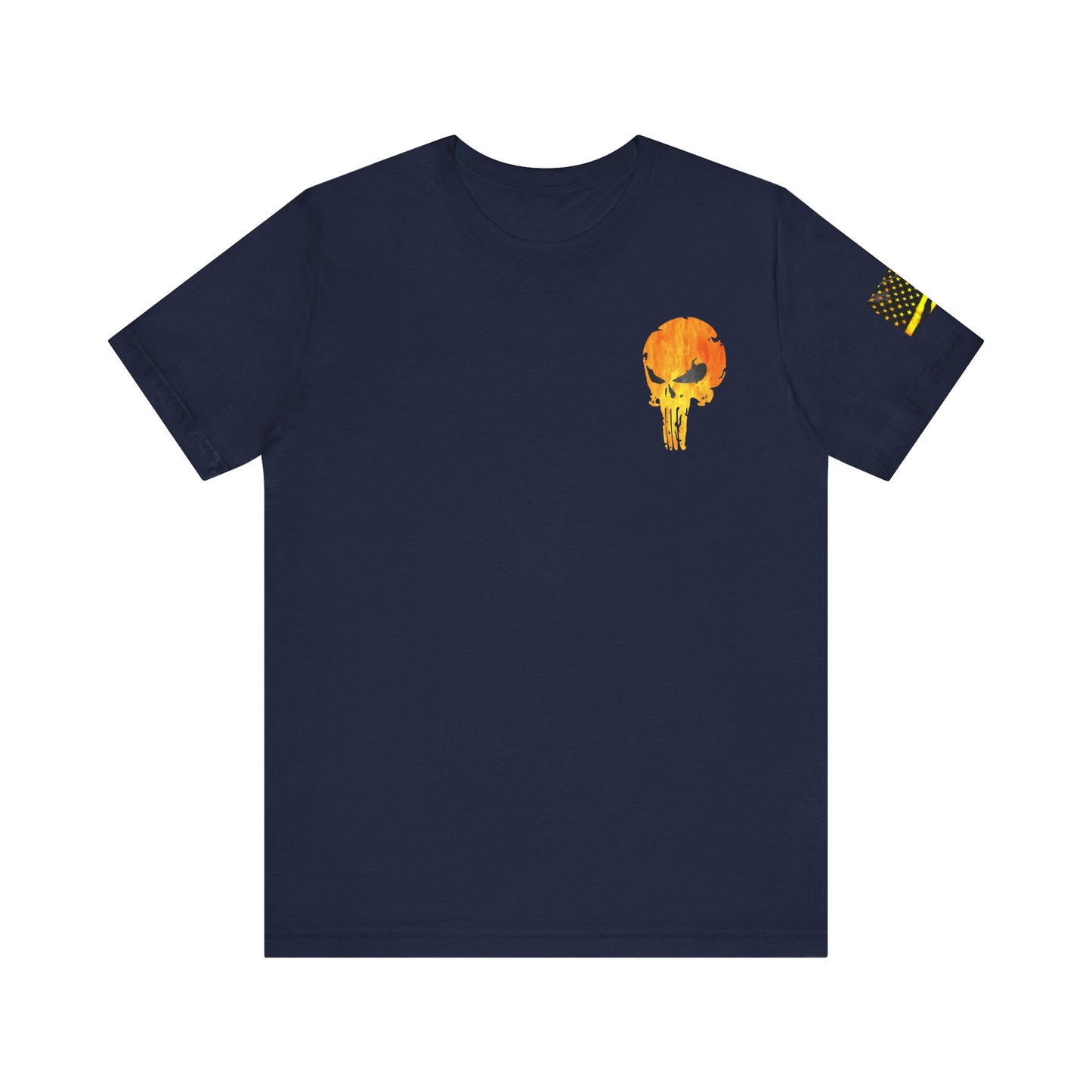 Orange Grunge Punisher Skull – Neon Grunge Vigilante Graphic for Shirts, Decals & Prints