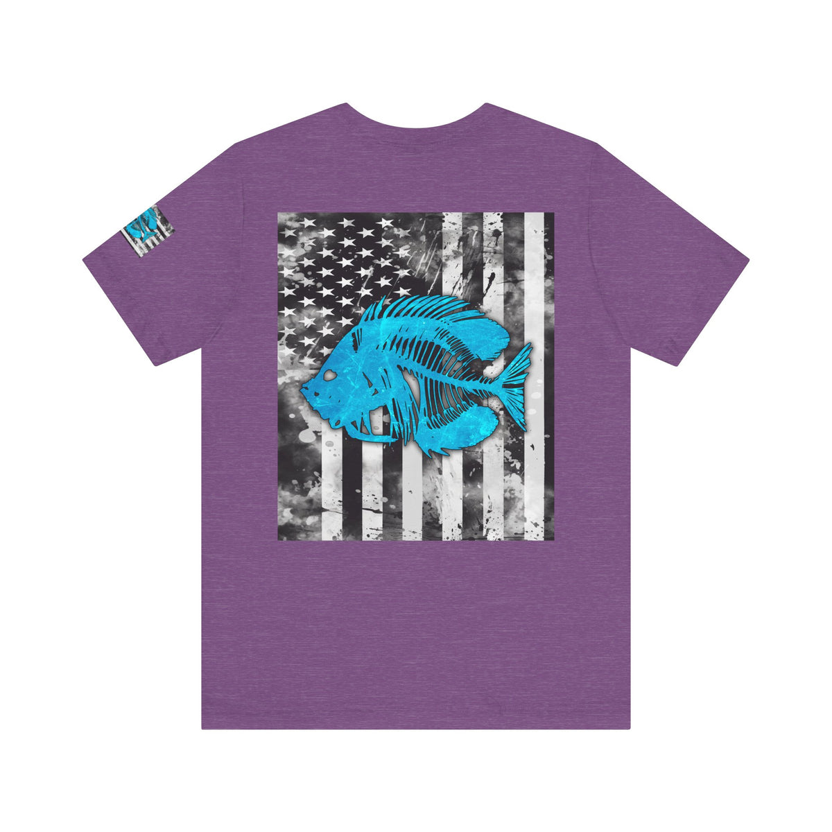 Blue Pearch Angler Grunge American Flag Tee, Patriotic USA Shirt, Vintage American Flag