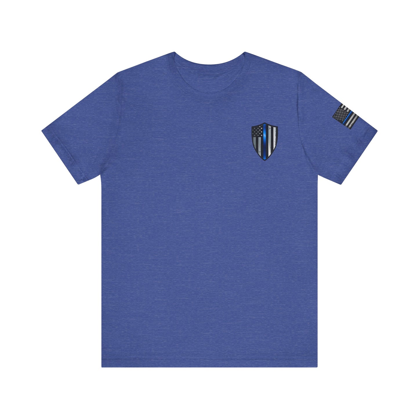 Grunge Metal Spartan Thin Blue Line American Flag T-Shirt – Honor & Valor Police Tribute Tee