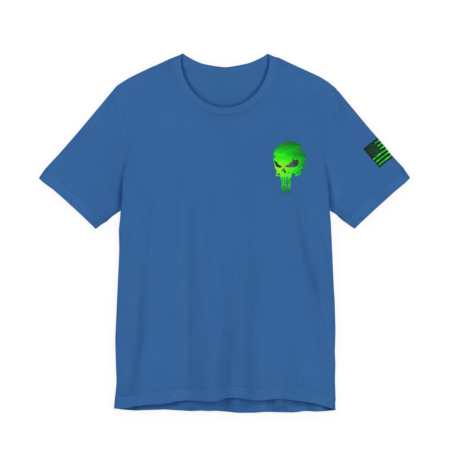 Toxic Green Punisher Skull – Neon Grunge Vigilante Graphic for Shirts, Decals & Prints