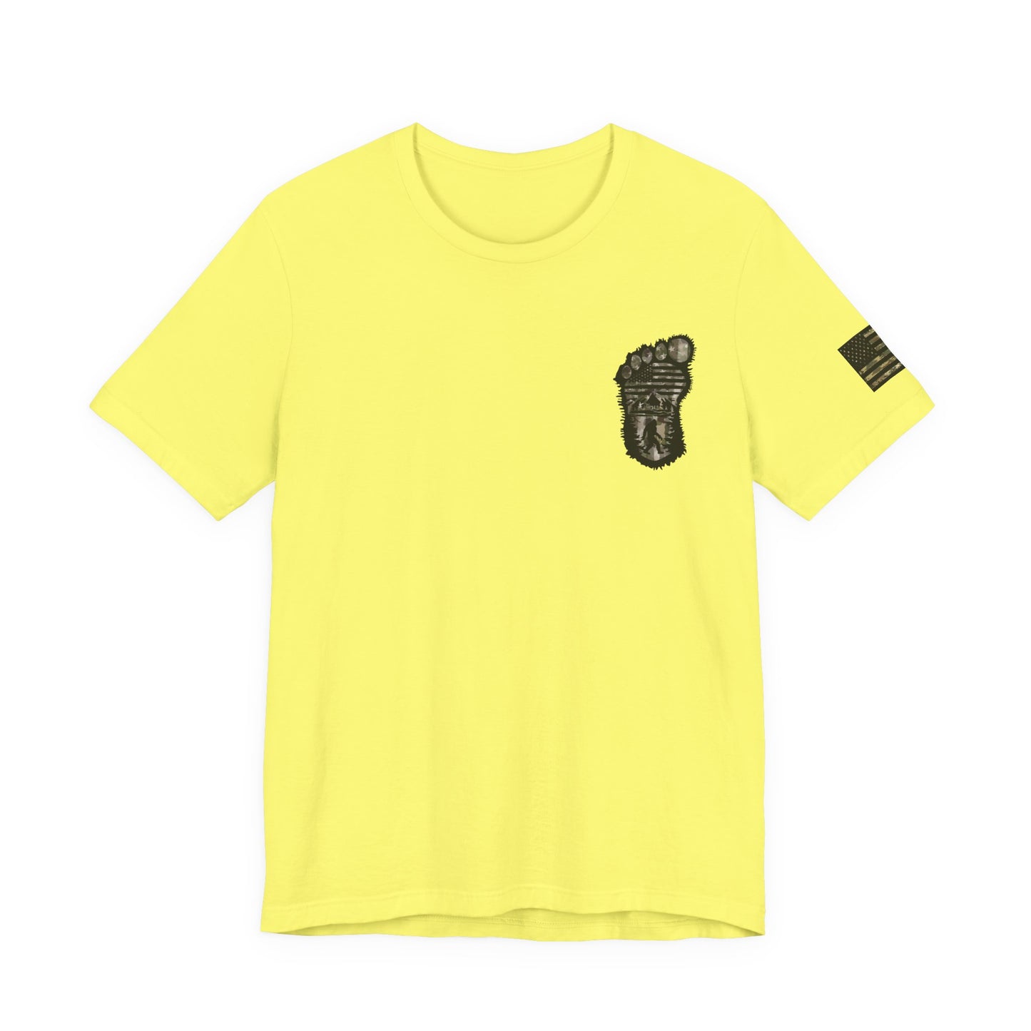Bigfoot American Flag Camo Tee, Patriotic Sasquatch Shirt, USA Yetti Top, Men's Women's Unisex T-shirt, Cryptid Camouflage