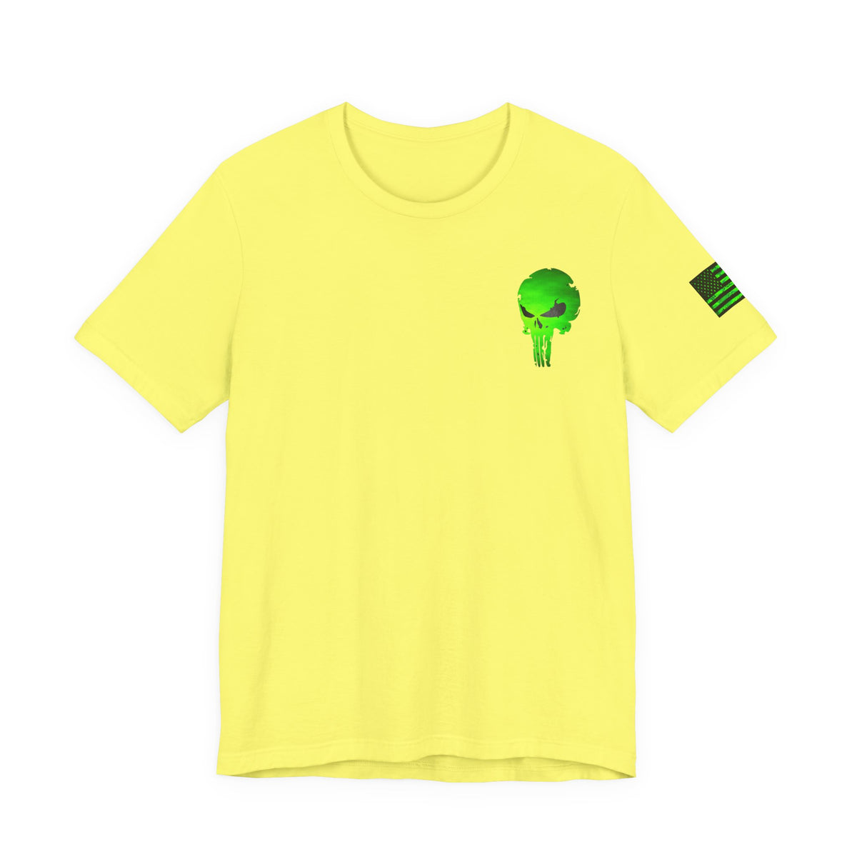 Toxic Green Punisher Skull – Neon Grunge Vigilante Graphic for Shirts, Decals & Prints