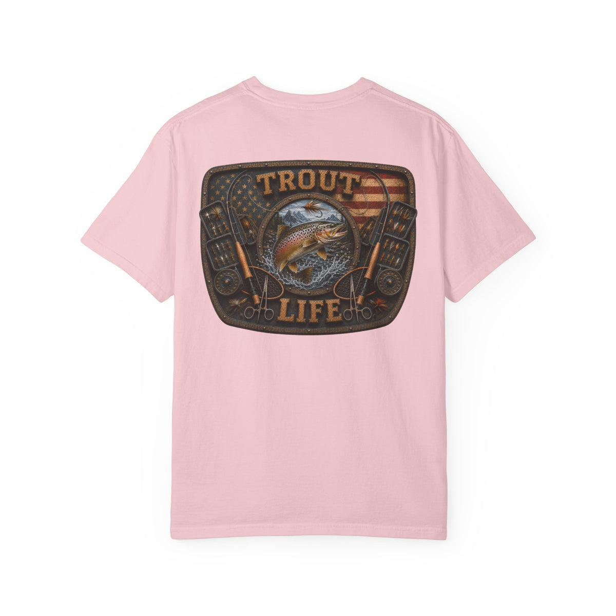 Trout Life T-Shirt — Fishing Graphic Tee with Trout & American Flag