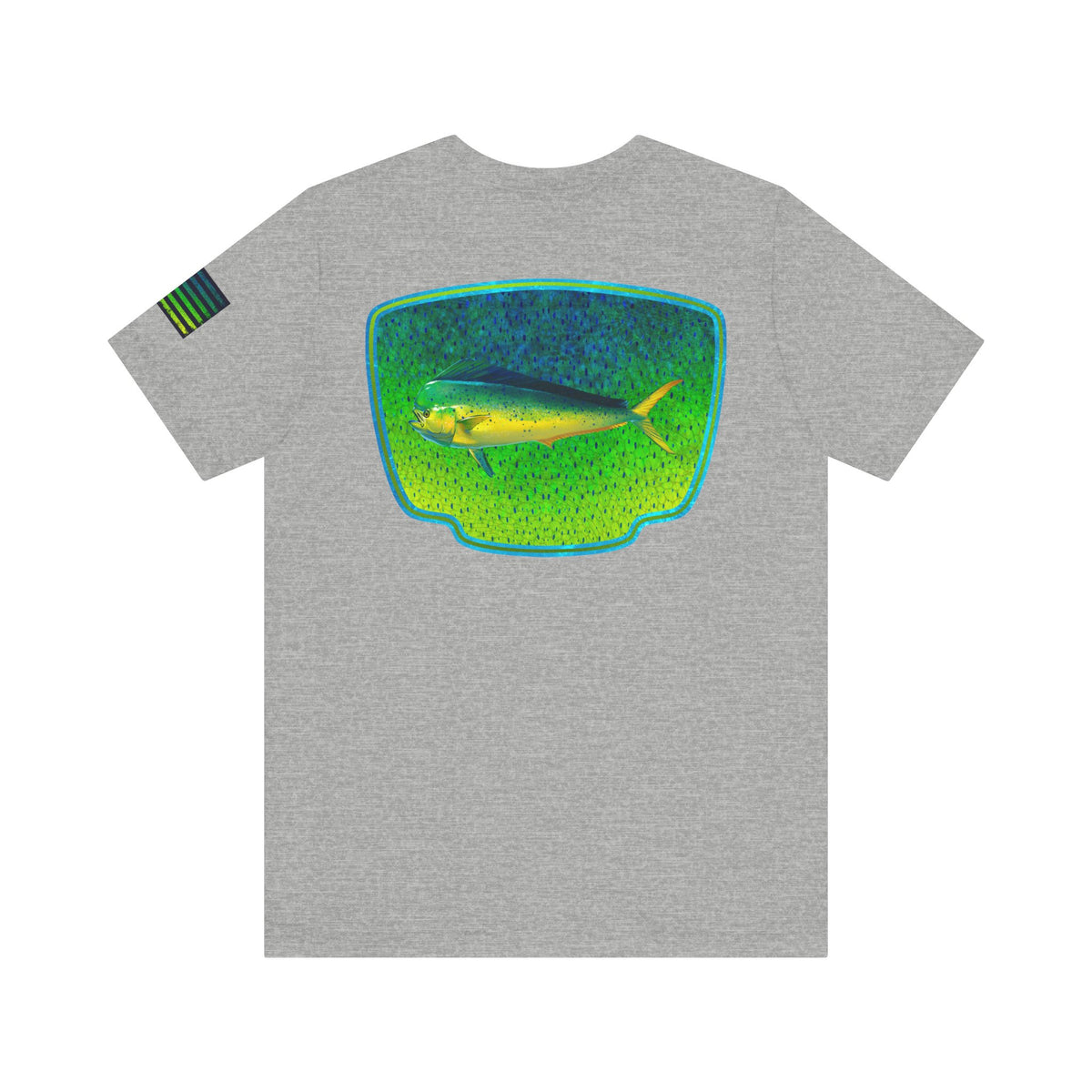Bright Mahi Mahi Fish Skin Badge Tee – Bold Saltwater Fishing Shirt for Ocean Lovers