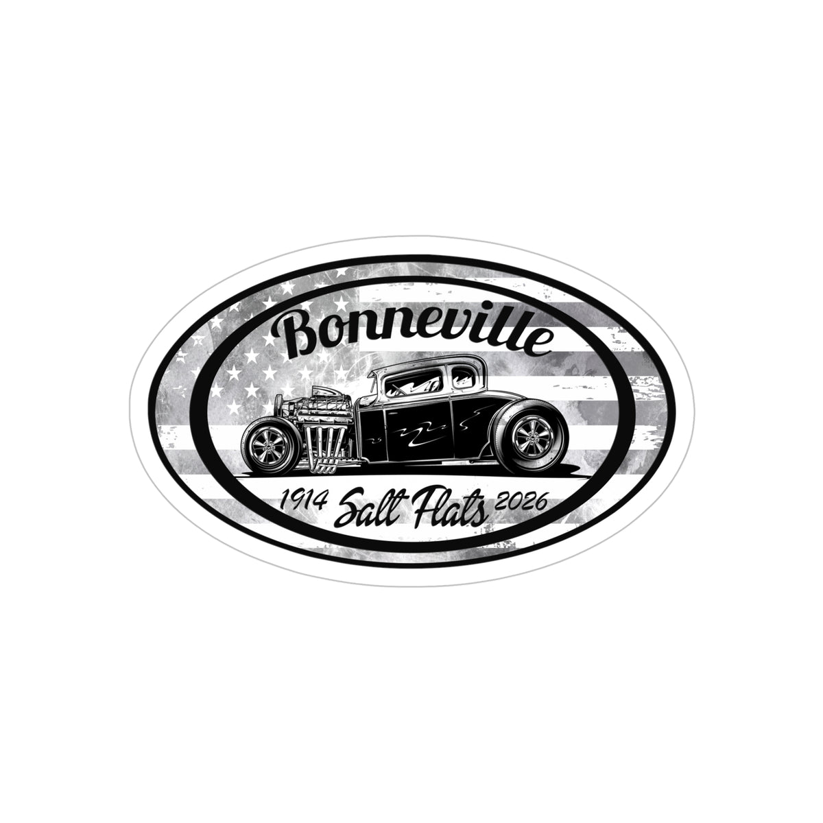 Bonneville Salt Flats Hot Rod – American Flag Racing Vintage Car Sticker (Outdoor Transparent)